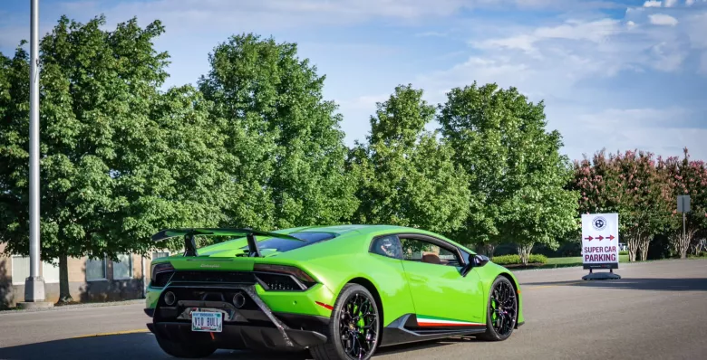 Lamborghini Huracan pulling into Nashville Cars n' Coffee at the Nashville Superspeedway in Lebanon, TN