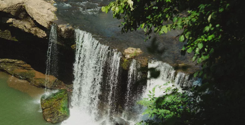 Go to the overlook to enjoy the 30-foot Great Falls at Rock Island State Park