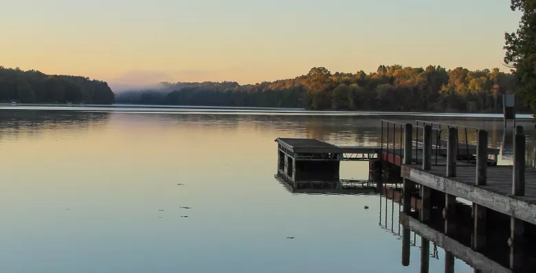 The dock at Harrison Bay State Park jetting out on Chickamauga Lake