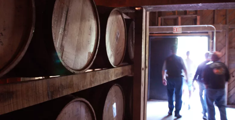 Inside the barrelhouse at Jack Daniel Distillery in Lynchburg.