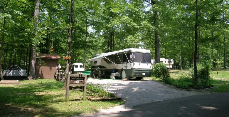 RV camped at Standing Stone State Park in Hilham TN