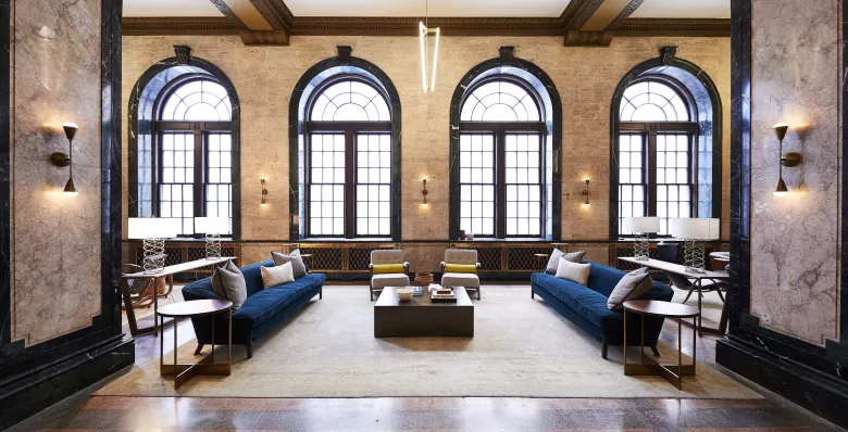 Historic trade room at Noelle Hotel in downtown Nashville