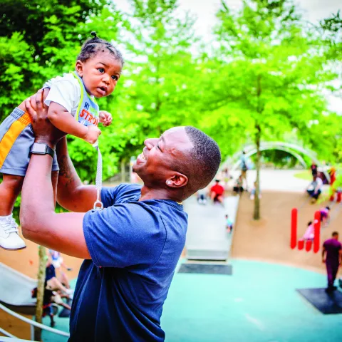 A father and daughter at Shelby Farms Park in Memphis