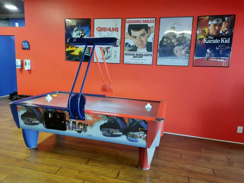 Air hockey table at High Score Arcade and Game Lounge.