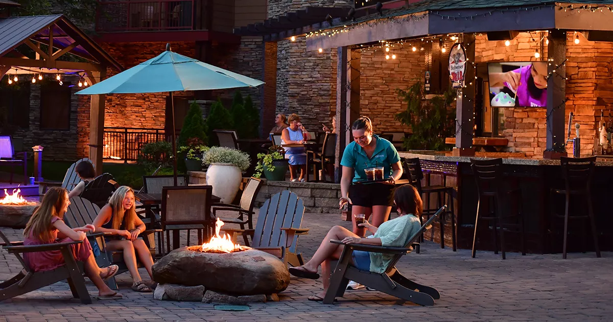 Wilderness at the Smokies Firefly Bar and Grill  Outdoor Dining Area