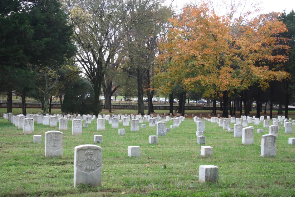 Headstones in Stones River National Cemetery