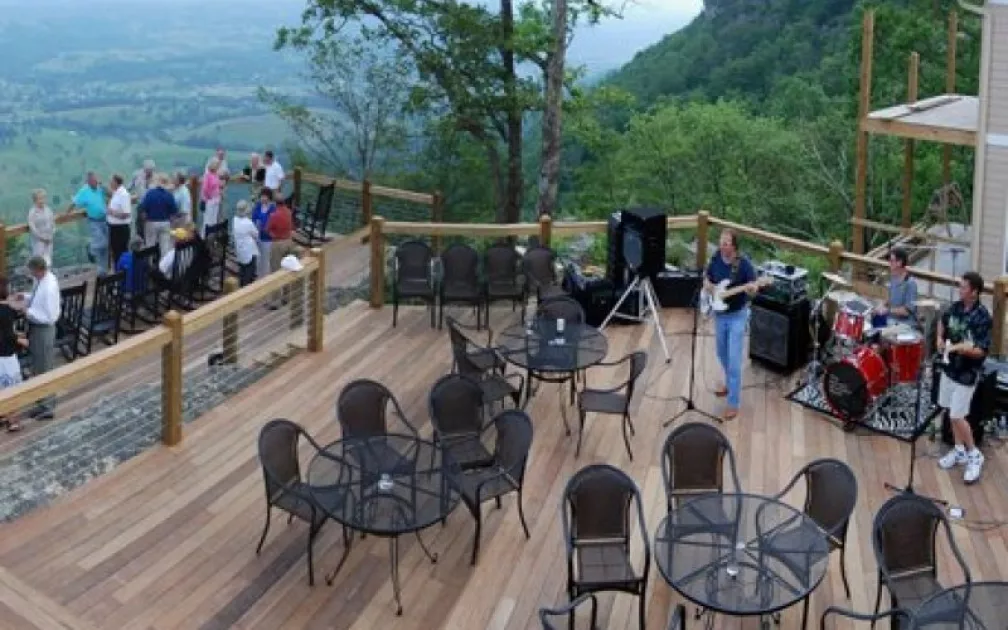 View of patio seating outside of restaurant